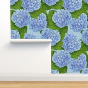 Blue hydrangea watercolor pattern