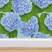 Blue hydrangea watercolor pattern