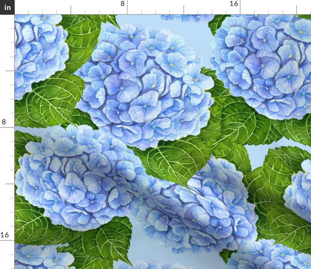 Blue hydrangea watercolor pattern