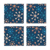 Bubble snowflakes stars navy blue beige