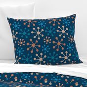 Bubble snowflakes stars navy blue beige