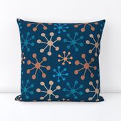 Bubble snowflakes stars navy blue beige