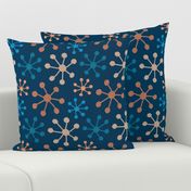 Bubble snowflakes stars navy blue beige