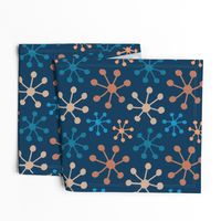 Bubble snowflakes stars navy blue beige