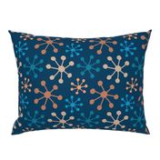 Bubble snowflakes stars navy blue beige