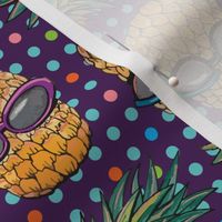 Pineapple on Purple Polka Dots by ArtfulFreddy