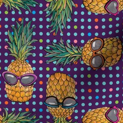 Pineapple on Purple Polka Dots by ArtfulFreddy