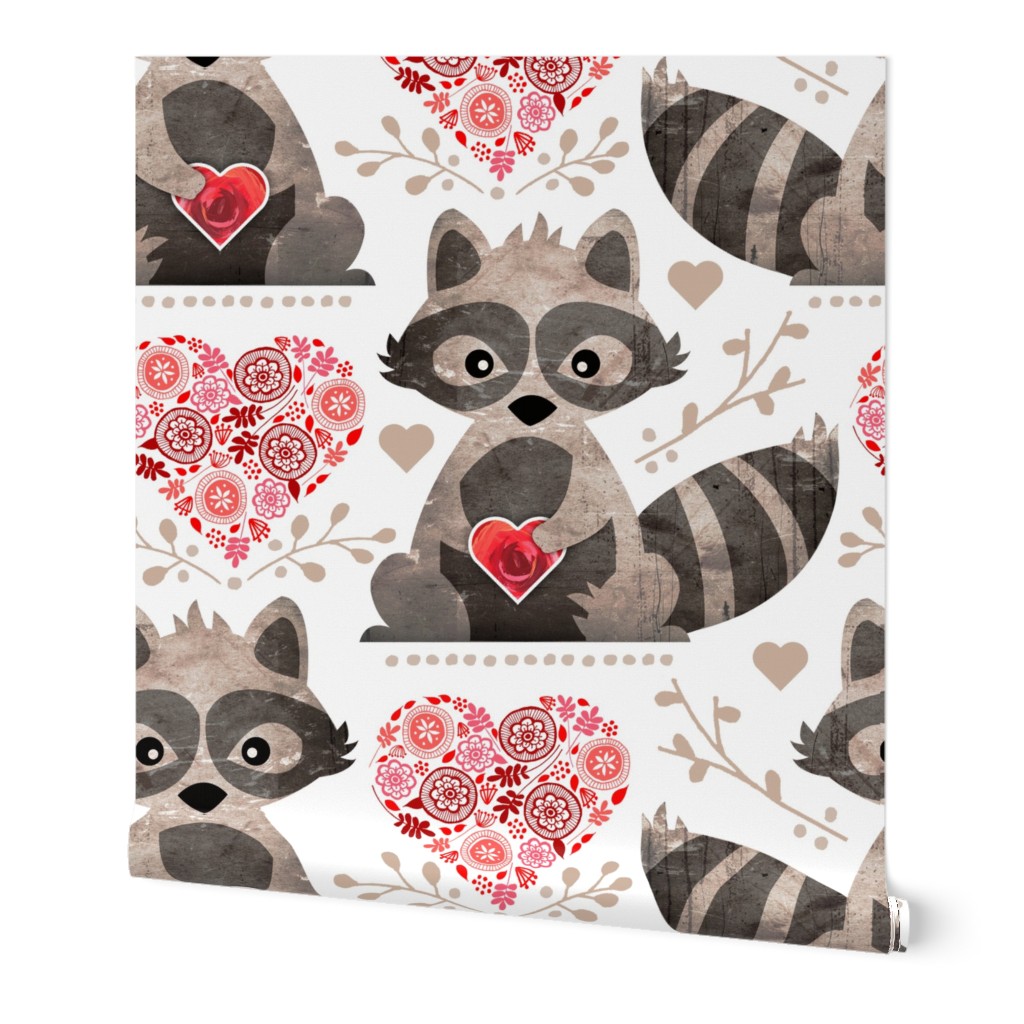 Raccoon's Valentine - Pink & Red