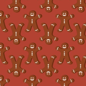 Gingerbread men on red