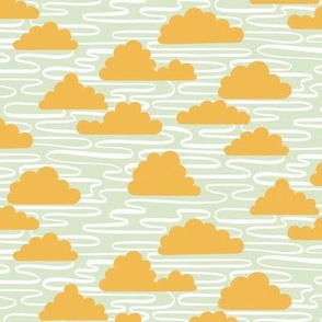 Up, up and away - mustard yellow clouds