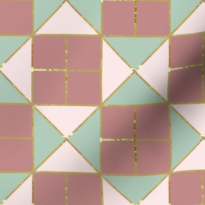 Light pink & mint green tiles with gold foil