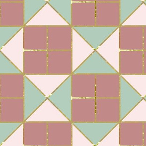 Light pink & mint green tiles with gold foil