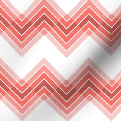 Counterchanged Coral Chevrons on White