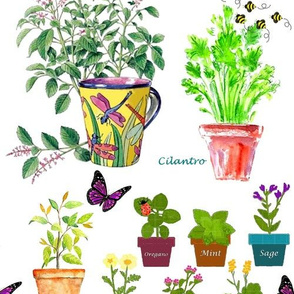 Herb Garden In Pots Pattern