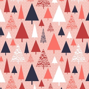 Pink Christmas trees Wallpaper