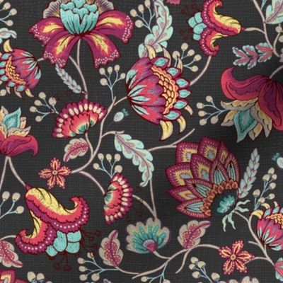 Indian Floral in Purple - DarkGray