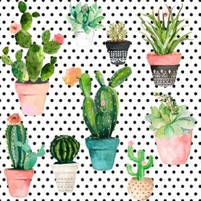 6" Cactus Obsession /Black & White / Polka Dots
