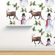 Christmas Snowman Watercolor Pattern