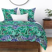 Southwest Birds & Flowers in Trees - Design 8329447 - Turquoise Navy Green