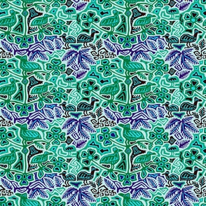 Southwest Birds & Flowers in Trees - Design 8329447 - Turquoise Navy Green