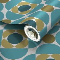 Scandi mod flowers teal olive Mid-century modern Wallpaper