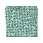 Scandi mod flowers teal olive Mid-century modern Wallpaper