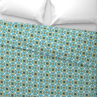 Scandi mod flowers teal olive Mid-century modern Wallpaper