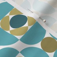 Scandi mod flowers teal olive Mid-century modern Wallpaper