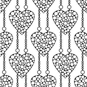  Black and white polka dot heart pattern for drapes and curtains