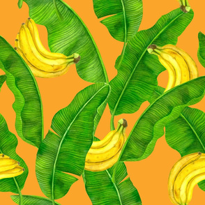 Bananas and leaves watercolor design