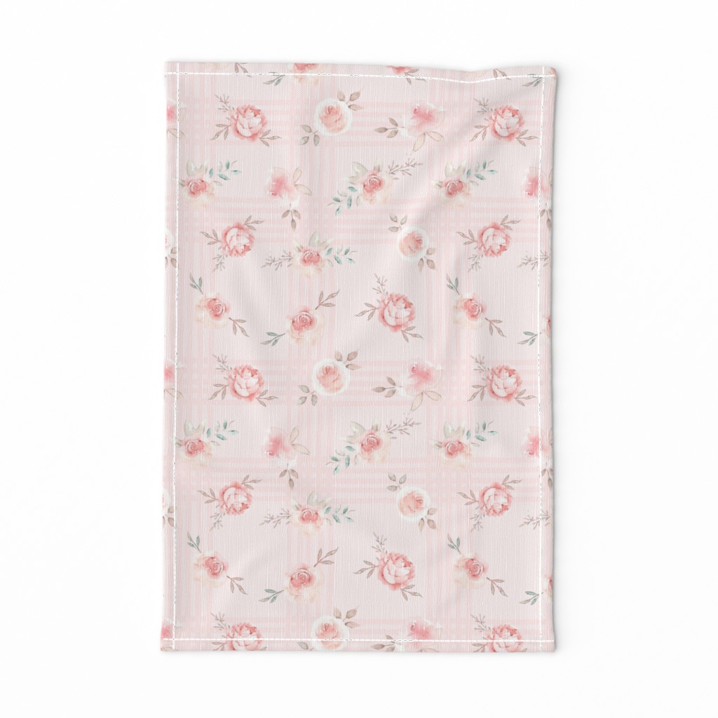 10" Lush  florals - on grid pink 