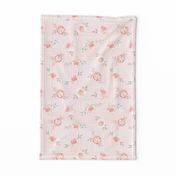 10" Lush  florals - on grid pink 