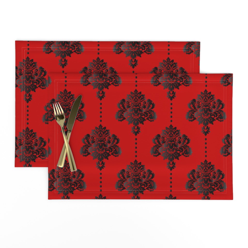 Gothic red black damask large Wallpaper