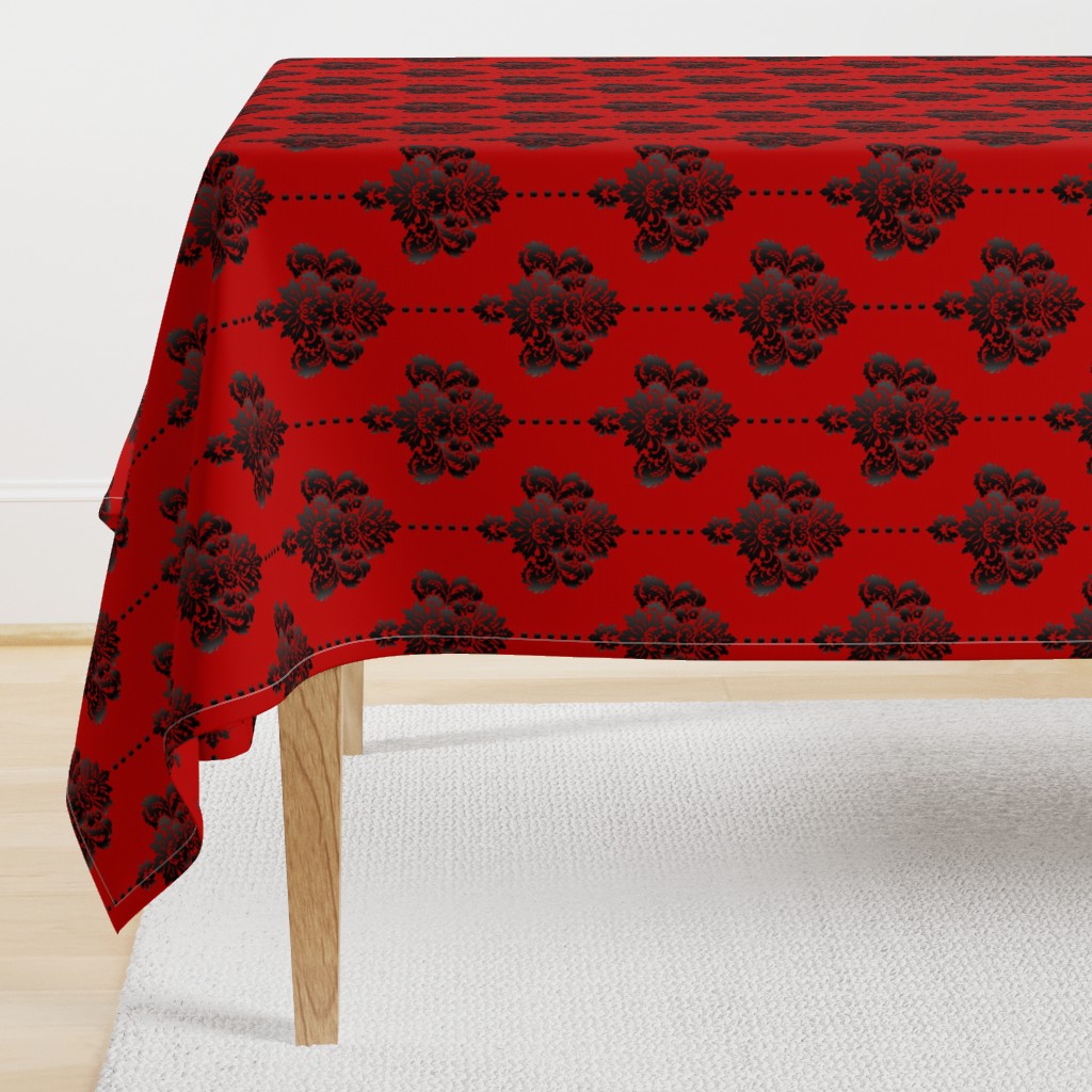 Gothic red black damask large Wallpaper