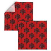 Gothic red black damask large Wallpaper