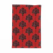 Gothic red black damask large Wallpaper