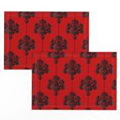 Gothic red black damask large Wallpaper