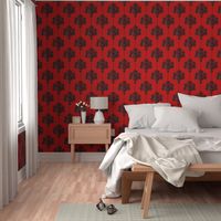 Gothic red black damask large Wallpaper