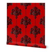 Gothic red black damask large Wallpaper