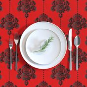 Gothic red black damask large Wallpaper