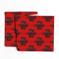 Gothic red black damask large Wallpaper