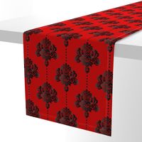 Gothic red black damask large Wallpaper