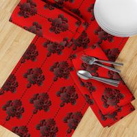 Gothic red black damask large Wallpaper