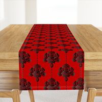 Gothic red black damask large Wallpaper