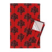 Gothic red black damask large Wallpaper