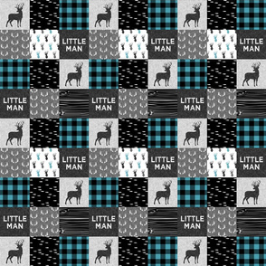 2" small scale - little man - light teal and black (buck) quilt woodland C18BS