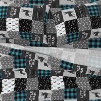 little man - light teal and black (buck) quilt woodland C18BS (90)