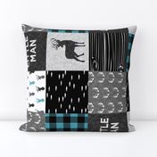 little man - light teal and black (buck) quilt woodland C18BS (90)