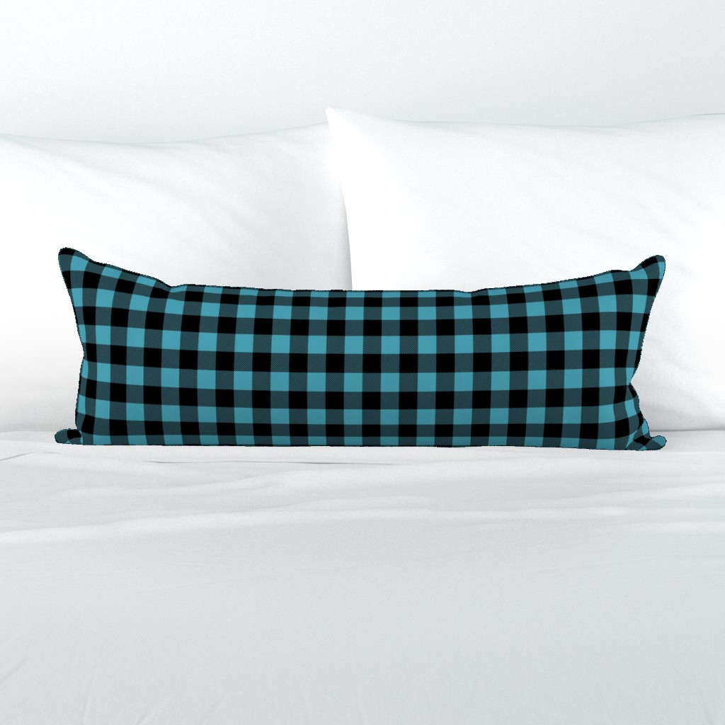 1" scale - light teal and black buffalo check plaid C18BS