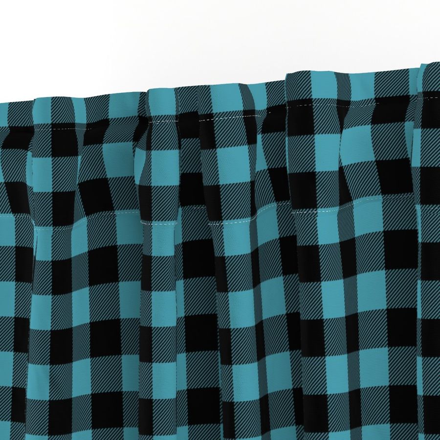 1" scale - light teal and black buffalo check plaid C18BS